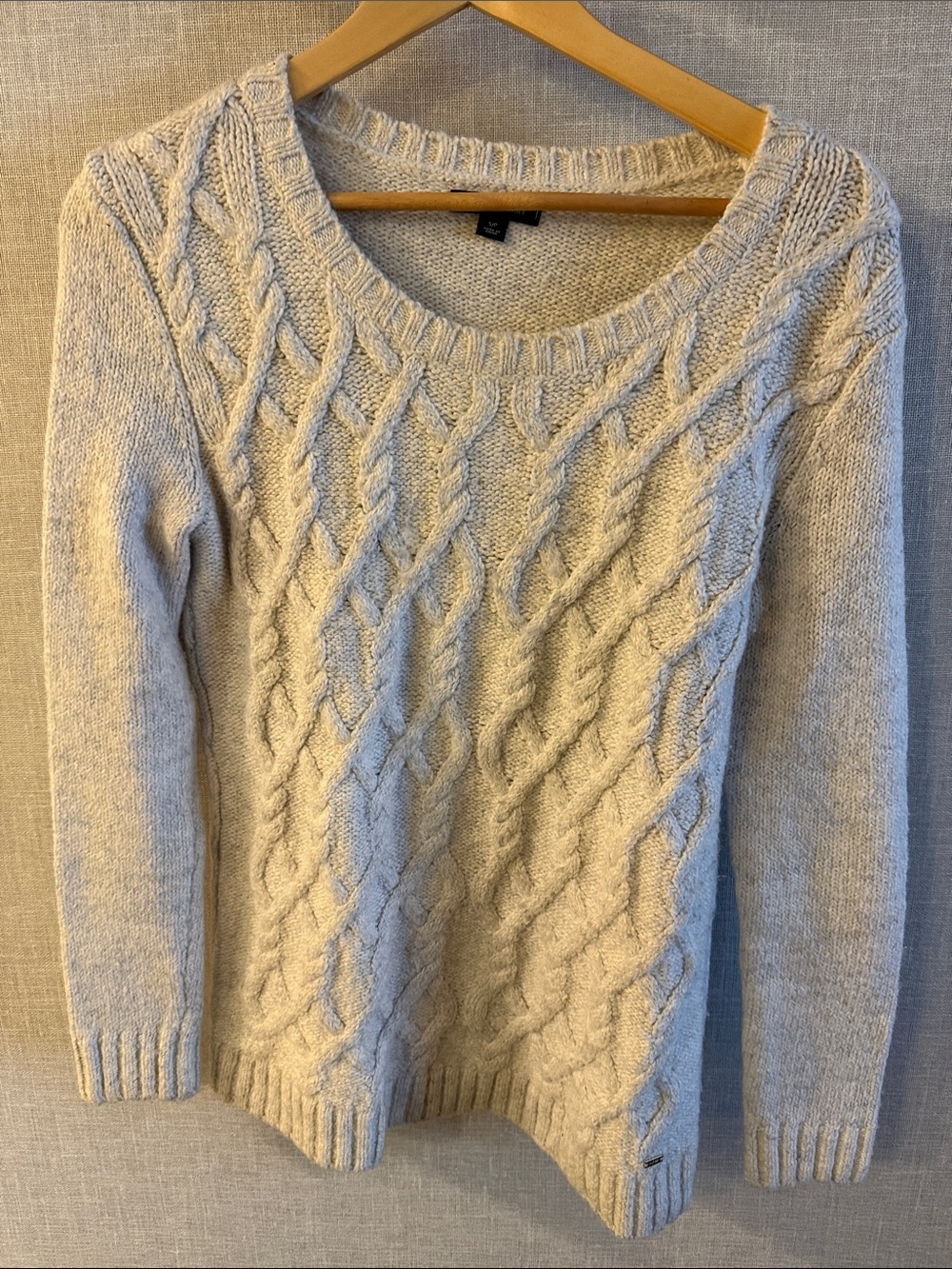 Tommy Hilfiger Cream Cable Knit Crewneck Sweater